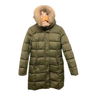 Lauren Ralph Lauren Puffer Coat Women’s‎ S Green Faux Fur Hood Down Warm Winter